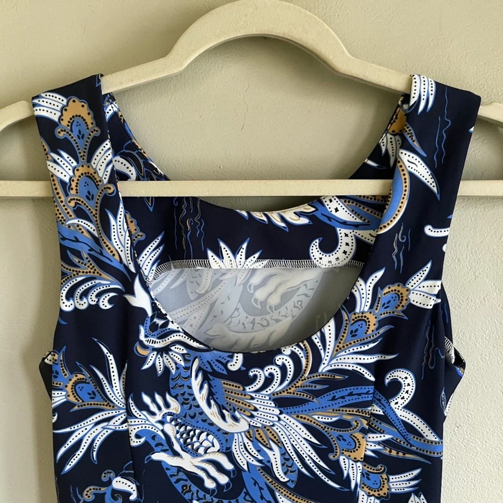 Jude Connally Dress Women's Small Navy Blue Paisley Floral Preppy Vacation